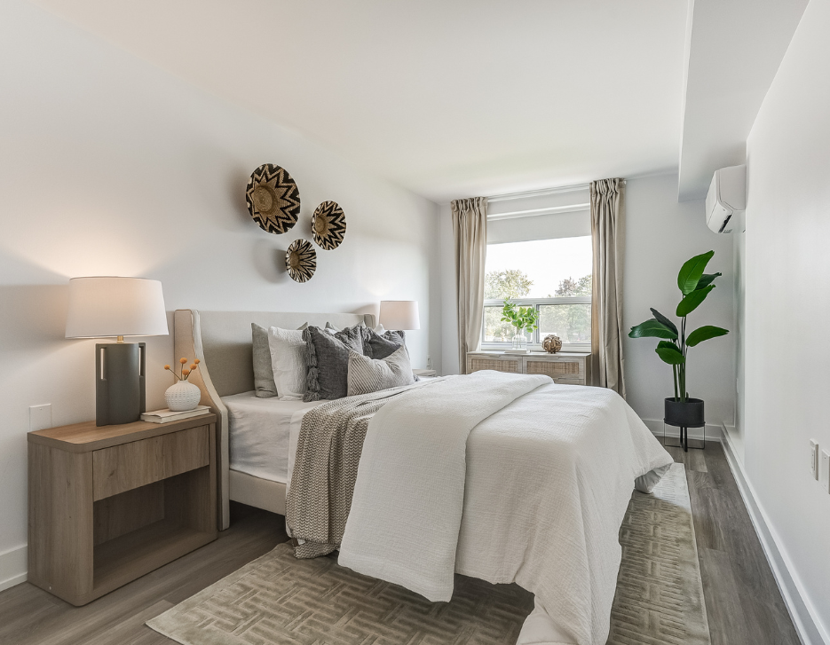 Bedroom of a one bedroom suite at Elora.